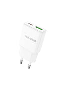 Vendens VD-TC017BAC 30W Type-C Hızlı Şarj Aleti, USB-A + USB-C Çift Çıkışlı Adaptör