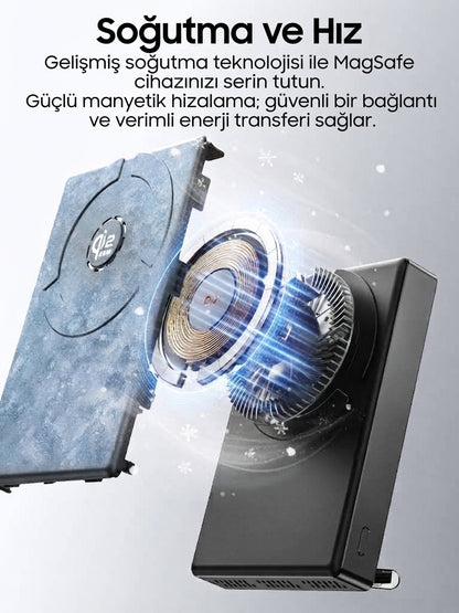 Vendens VD-PB078 10000 mAh 25W Kablosuz Magesafe Hızlı Şarj Powerbank Type-C Qİ2 Teknolojisi Standlı