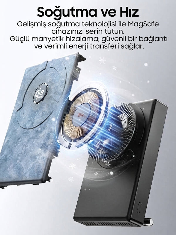 Vendens VD-PB078 10000 mAh 25W Kablosuz Magesafe Hızlı Şarj Powerbank Type-C Qİ2 Teknolojisi Standlı