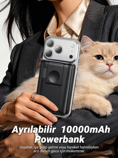 Ven-Dens VD-PB080 10000 mAh 23 W Magsafe 3 ü 1 Arada  Powerbank Taşınabilir Hızlı Şarj Cihazı