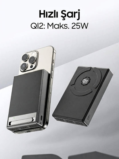 Vendens VD-PB078 10000 mAh 25W Kablosuz Magesafe Hızlı Şarj Powerbank Type-C Qİ2 Teknolojisi Standlı
