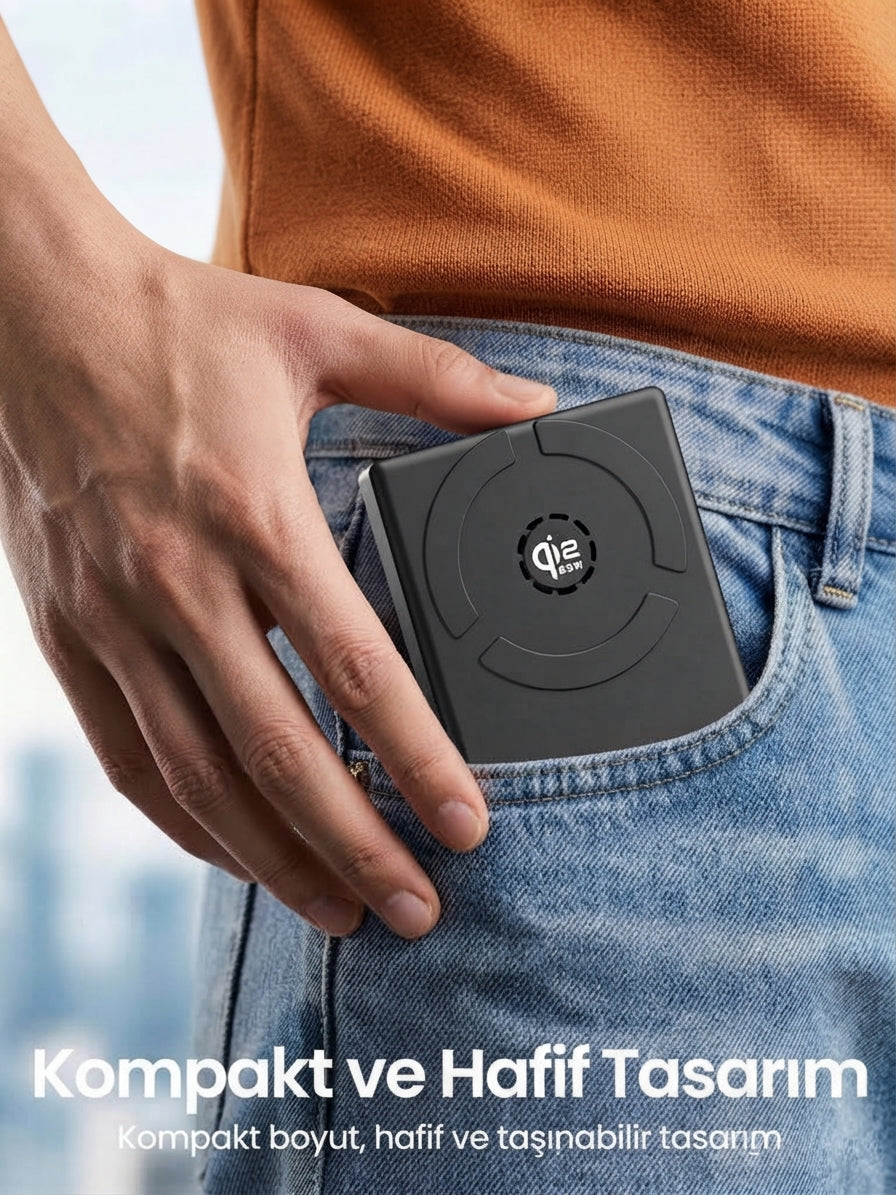 Vendens VD-PB078 10000 mAh 25W Kablosuz Magesafe Hızlı Şarj Powerbank Type-C Qİ2 Teknolojisi Standlı