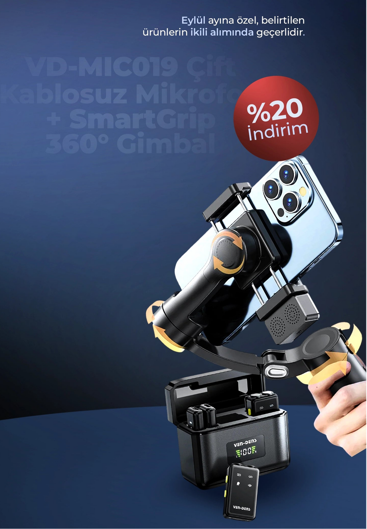 Gimbal + Kablosuz Mikrofon