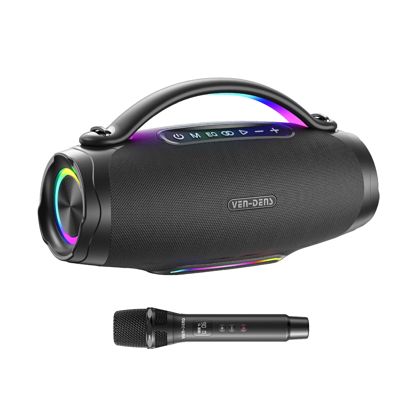 Vendens Taşınabilir Bluetooth Hoparlör 12000mAh 160W LED Işık - Siyah