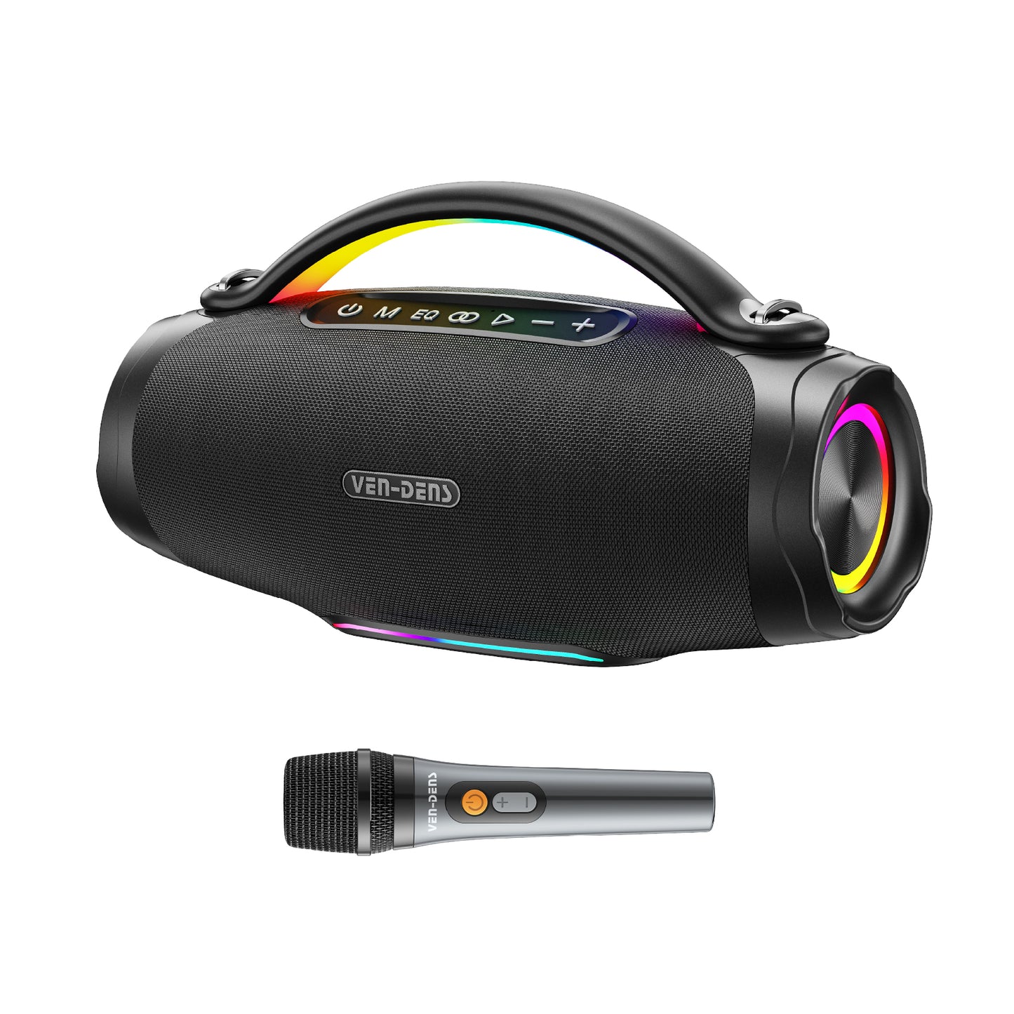 Vendens Taşınabilir Bluetooth Hoparlör – 8000mAh Pil, LED Işık, 100W Güç, Siyah
