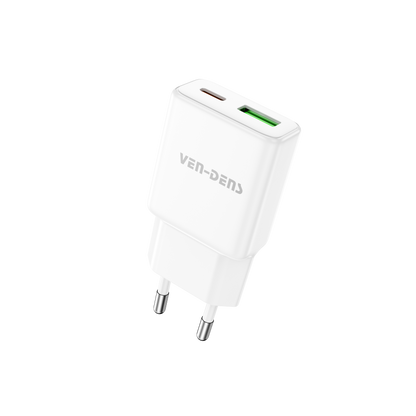 Vendens 30W USB-A ve USB-C Çift Çıkışlı Type C Hızlı Şarj Aleti Adaptörü