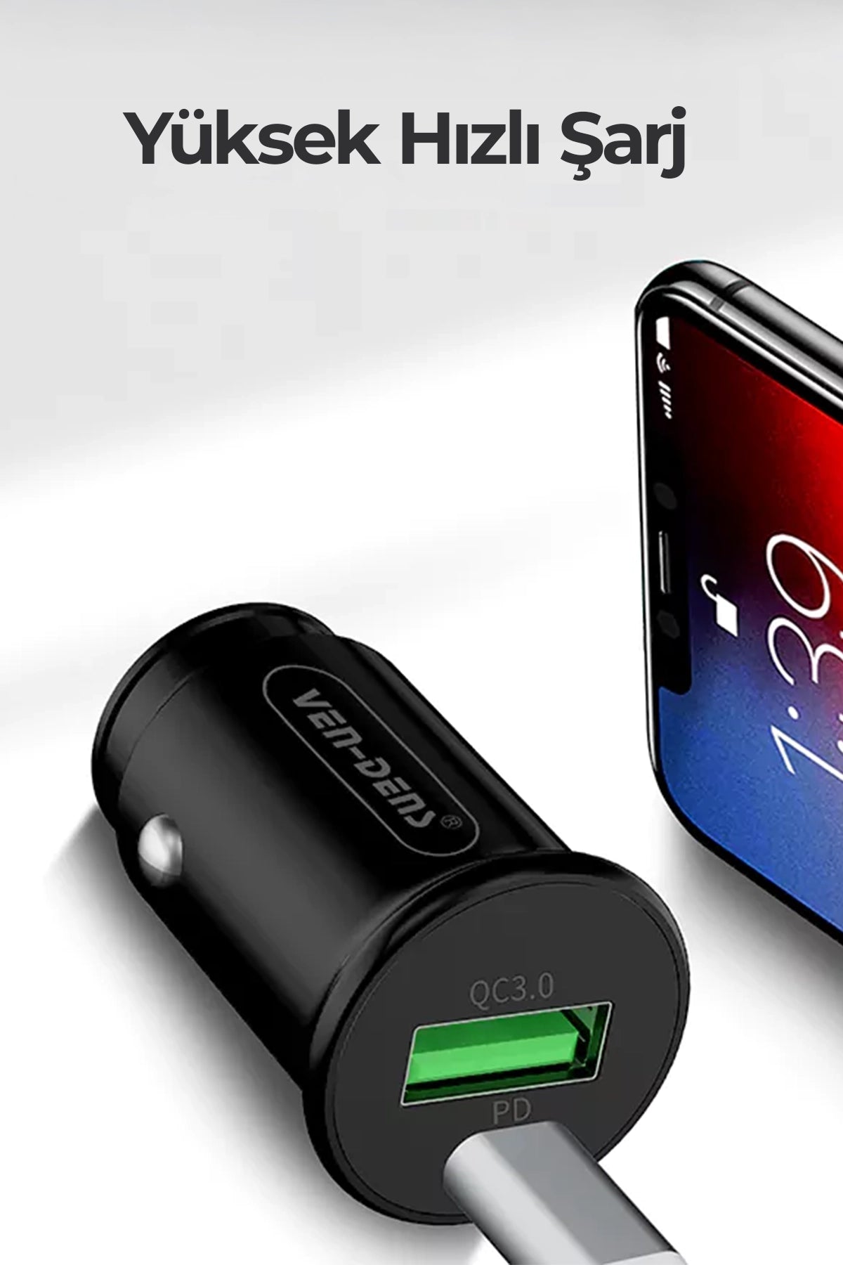Vendens VD-CC003 20W PD Hızlı Araç Şarj Aleti - Çift Portlu (USB + Type-C)