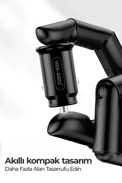 Vendens VD-CC003 20W PD Hızlı Araç Şarj Aleti - Çift Portlu (USB + Type-C)