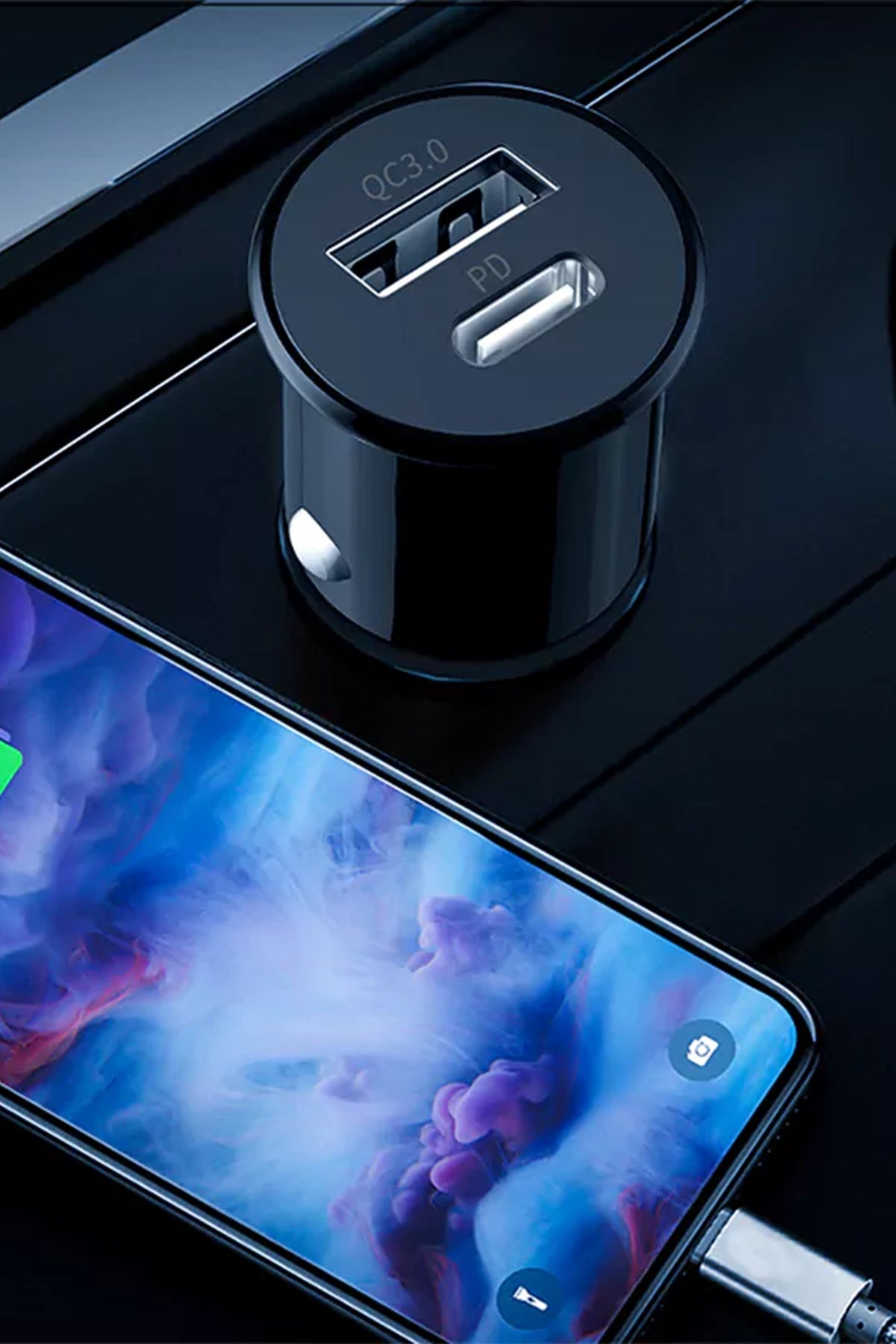 Vendens VD-CC003 20W PD Hızlı Araç Şarj Aleti - Çift Portlu (USB + Type-C)