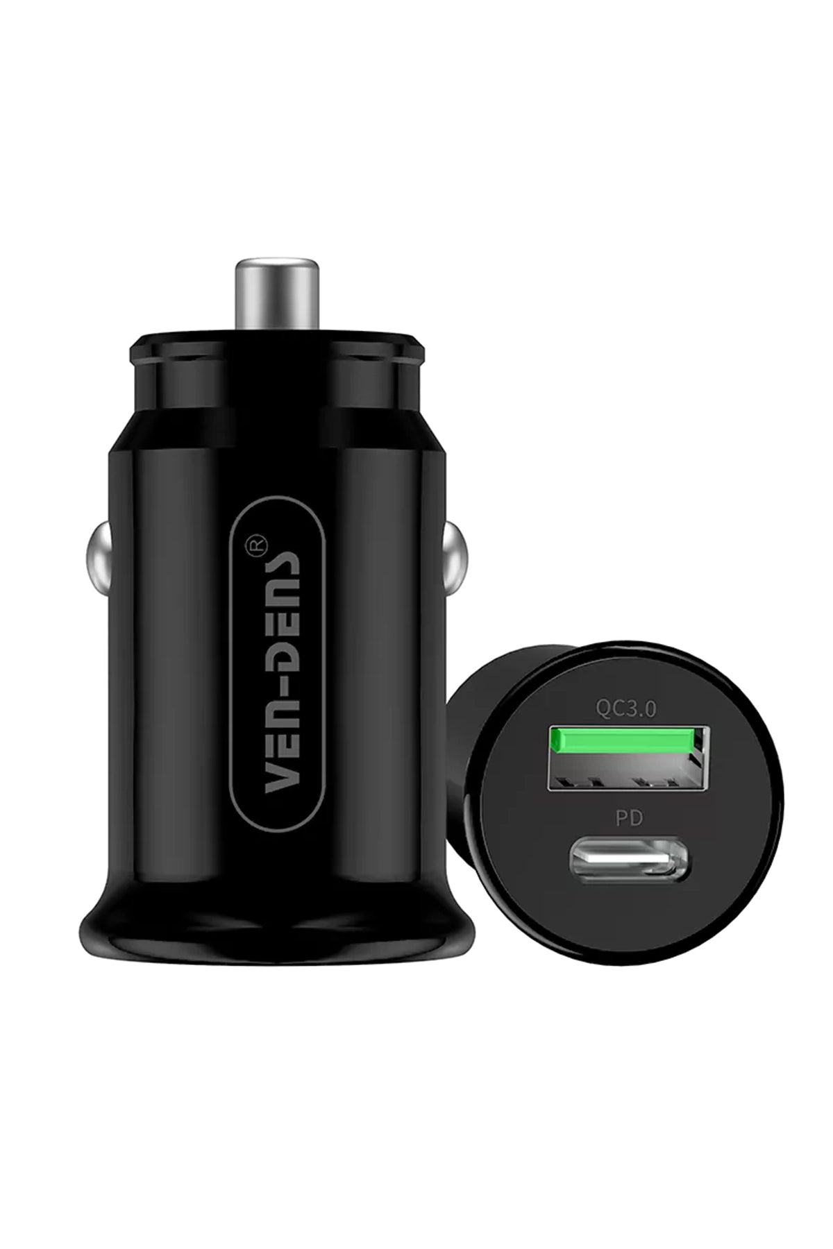 Vendens VD-CC003 20W PD Hızlı Araç Şarj Aleti - Çift Portlu (USB + Type-C)
