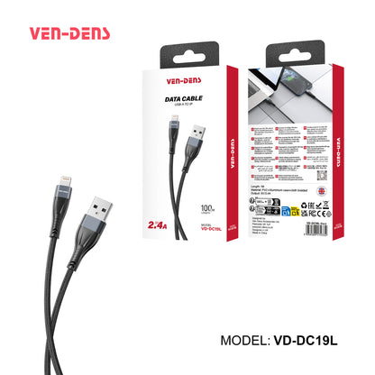 VD-DC19L Toptan fiyat USB-A - Lightning Kablosu PVC veri kablosu 5V/2.4A Lightning cihazları için