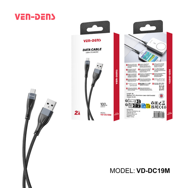 Vendens VD-DC19M Premium Micro USB Şarj Kablosu - 2A Hızlı Şarj ve Veri Aktarımı