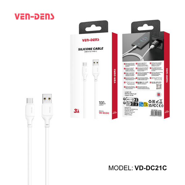 Vendens VD-DC21C USB-A'dan USB-C'ye 18W Type C Şarj Kablosu 1.2m
