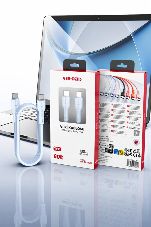 Vendens VD-DC23CC Type-C to Type-C 60W PD Hızlı Şarj ve Data Kablosu - 1 Metre