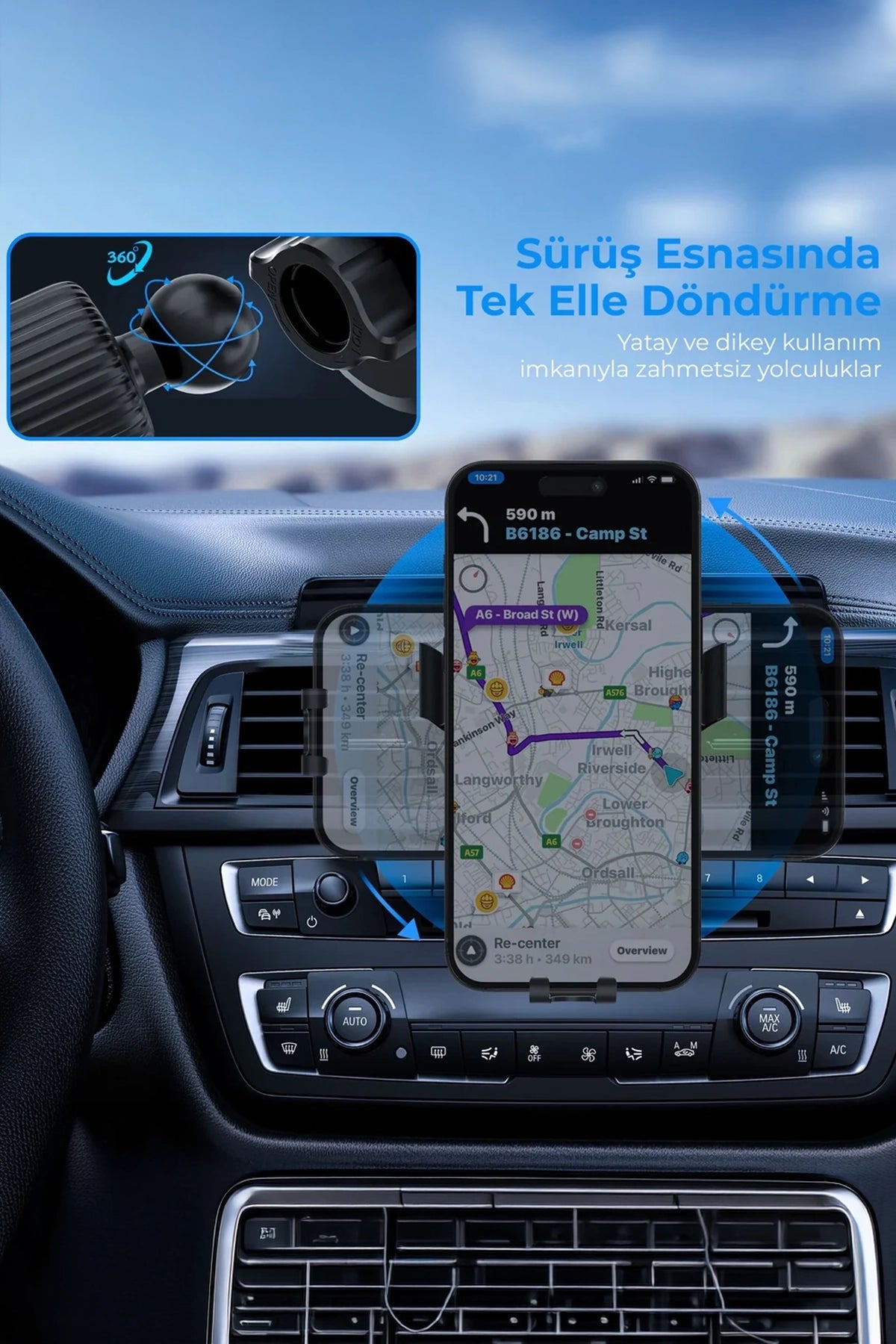 Vendens VD-HD020 Premium Araç İçi Telefon Tutucu - Tam Ayarlanabilir ve Titreşimsiz
