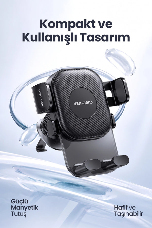 Vendens VD-HD028 Premium Manyetik Araç Telefon Tutucu, 360° Döner, Güçlü Mıknatıs, Izgara Tipi