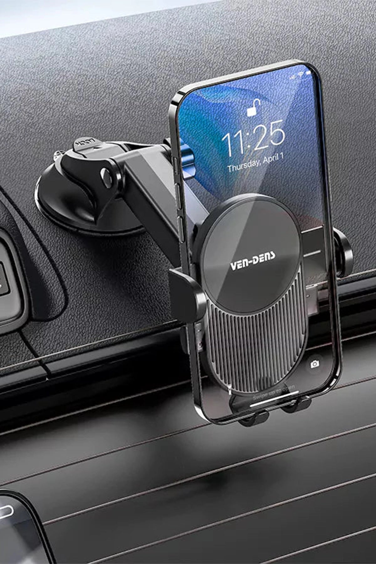 Vendens VD-HD041 Premium Vantuzlu Araç Telefon Tutucu - 360° Dönebilen
