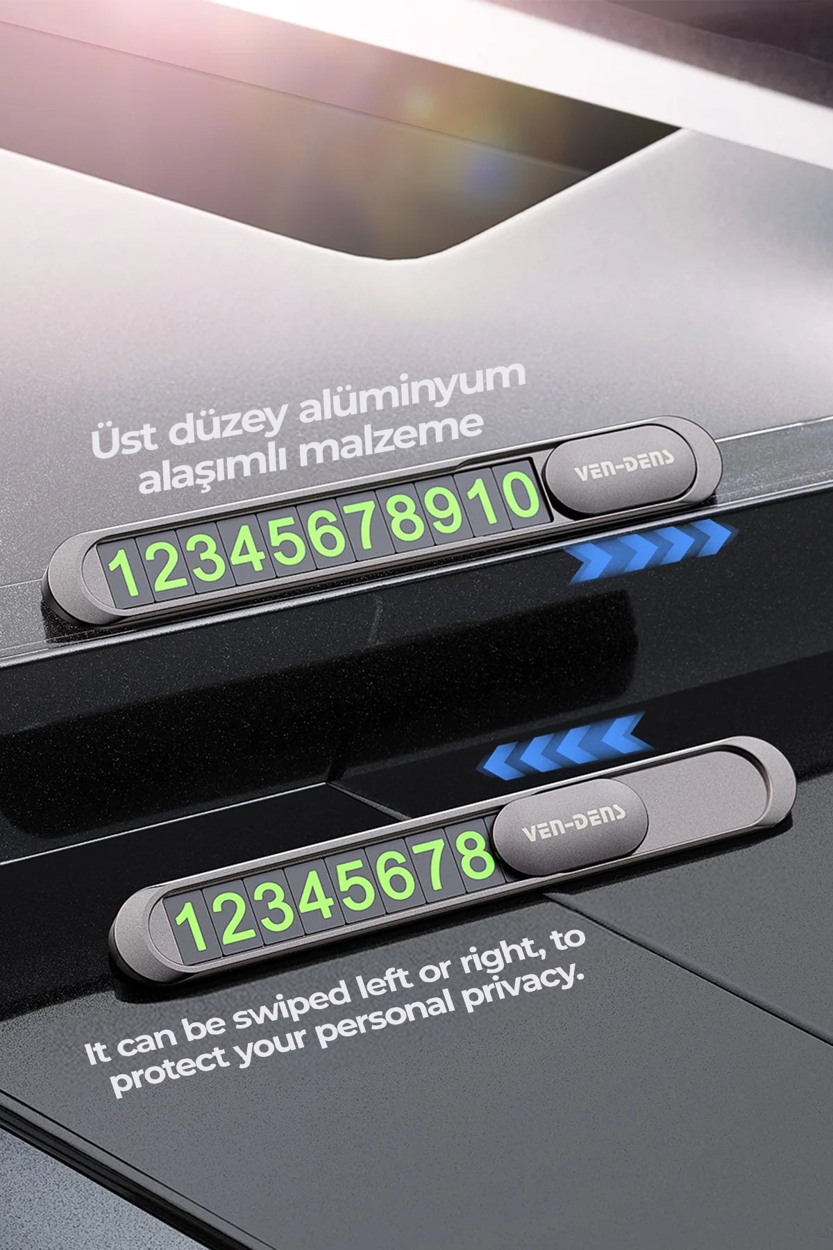 Vendens VD-HD058 Premium Araç Acil İletişim Kartı Cam İçi Telefon Numarası Kartı UV Dayanıklı