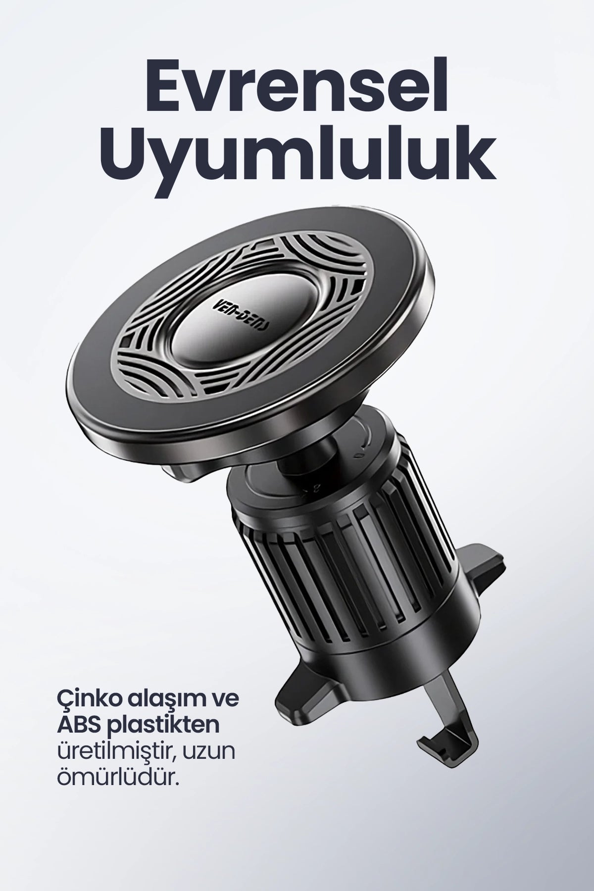 Vendens VD-HD070 Güçlü Manyetik Araç Telefon Tutucu Hava Menfezi 360° Dönebilir Sarsıntısız Siyah