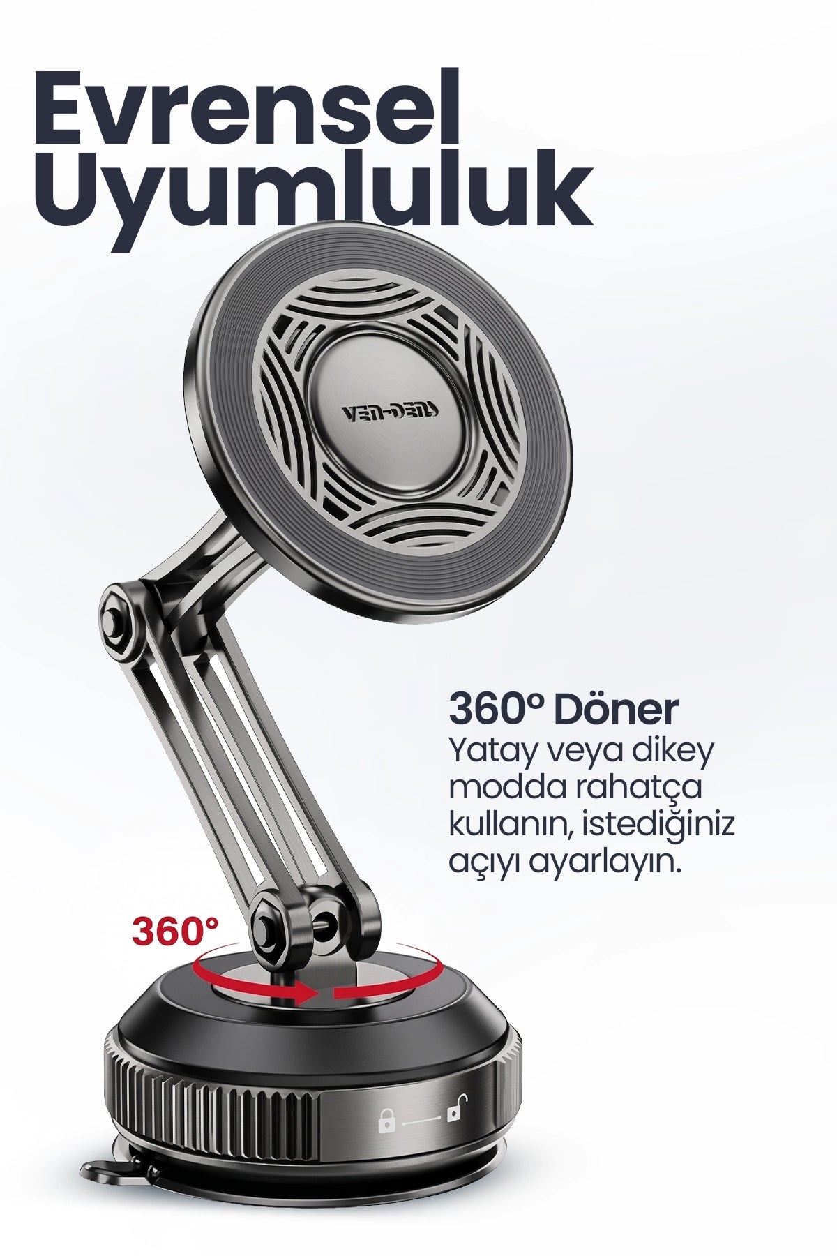 Vendens VD-HD072 Güçlü Manyetik Araç Telefon Tutucu 360° Döner Sarsıntı Önleyici Çinko Alaşım