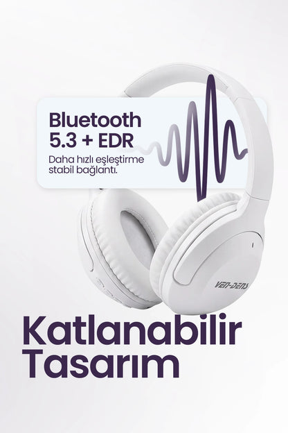 Vendens VD-HP011 Bluetooth 5.3 Kablosuz Kulak Üstü Kulaklık Katlanabilir 24 Saat Pil Ömrü Siyah