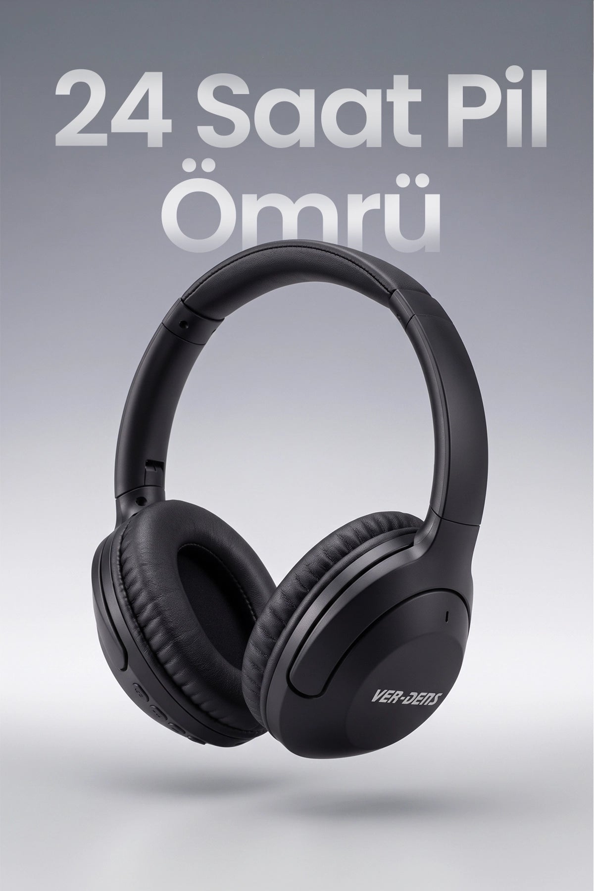 Vendens VD-HP011 Bluetooth 5.3 Kablosuz Kulak Üstü Kulaklık Katlanabilir 24 Saat Pil Ömrü Siyah