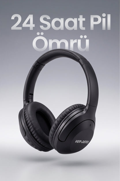 Vendens VD-HP011 Bluetooth 5.3 Kablosuz Kulak Üstü Kulaklık Katlanabilir 24 Saat Pil Ömrü Siyah