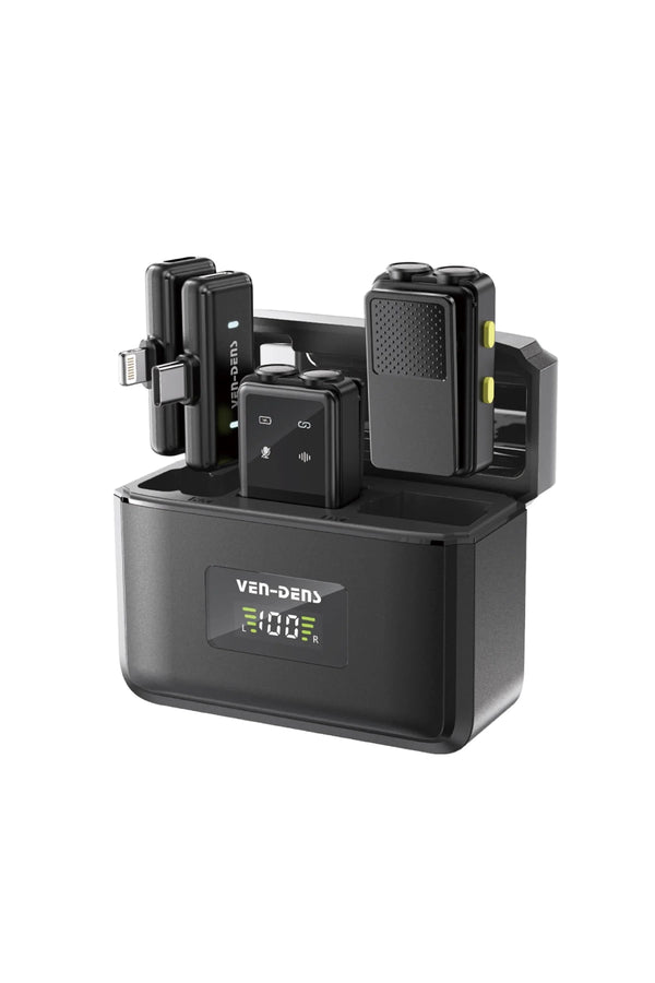 Vendens VD-MIC019 Çift Mikrofonlu Kablosuz Yaka Mikrofonu - HD Ses & Gürültü Engelleme