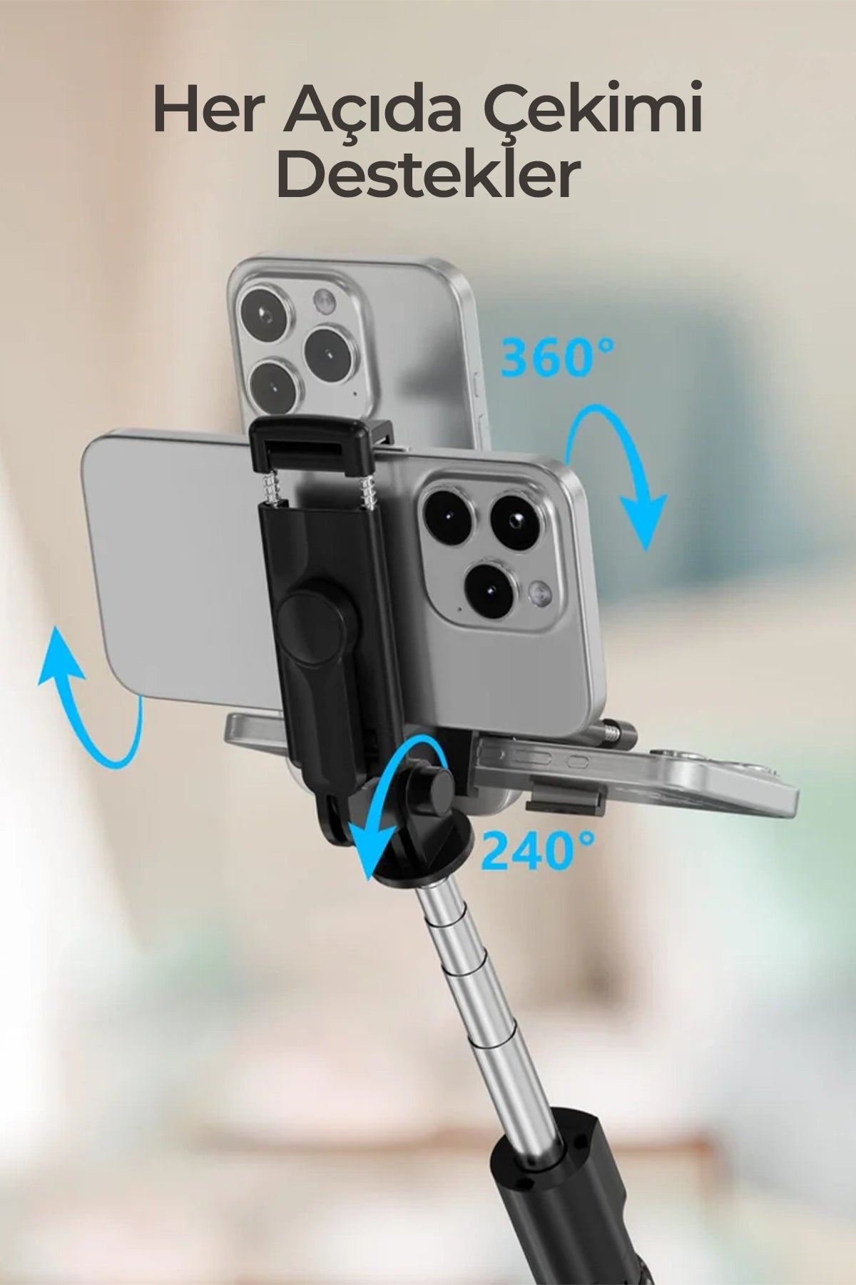 Vendens VD-SS04 Bluetooth Selfie Çubuğu ve Tripod, 360° Döner Başlık, Uzaktan Kumandalı, Katlanabilir