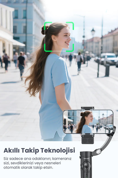 Vendens VD-SS11 360° Telefon Gimbal Tripod, Bluetooth Kumandalı, 4'ü 1 Arada, Yapay Zeka Destekli, Yüz Takibi , Sensörlü