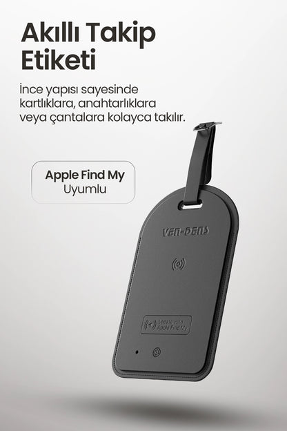 Vendens VD-TAG007 Akıllı Takip Etiketi, Apple Find My Uyumlu,Valiz Kartlık ve Kayıp Eşya Bulucu, Siyah
