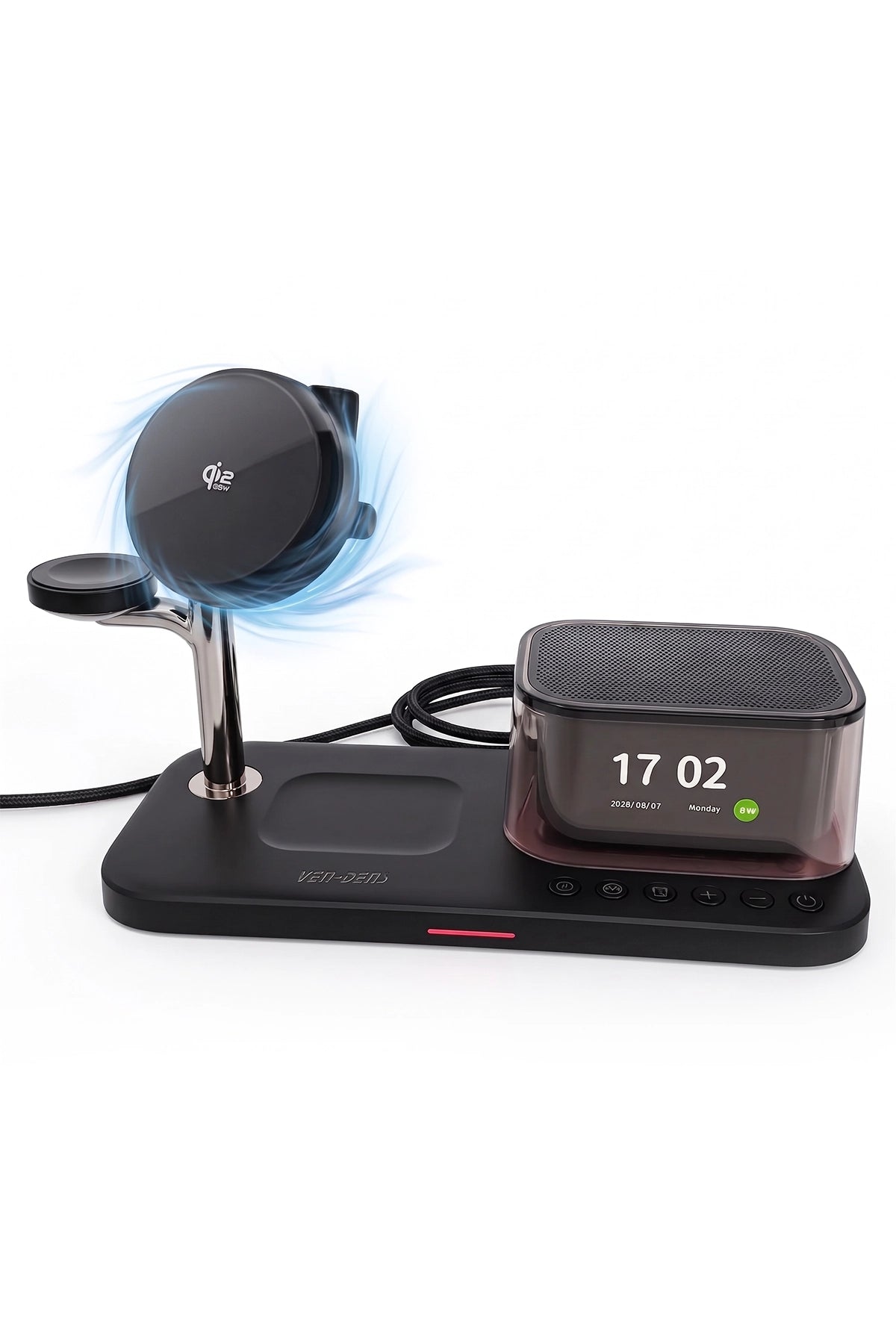 Vendens VD-WLC024 3’ü 1 Arada Manyetik Kablosuz Şarj İstasyonu – Bluetooth Hoparlör & Gece Lambası