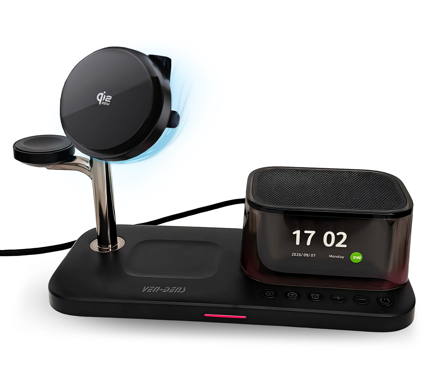 Vendens VD-WLC024 3’ü 1 Arada Manyetik Kablosuz Şarj İstasyonu – Bluetooth Hoparlör & Gece Lambası