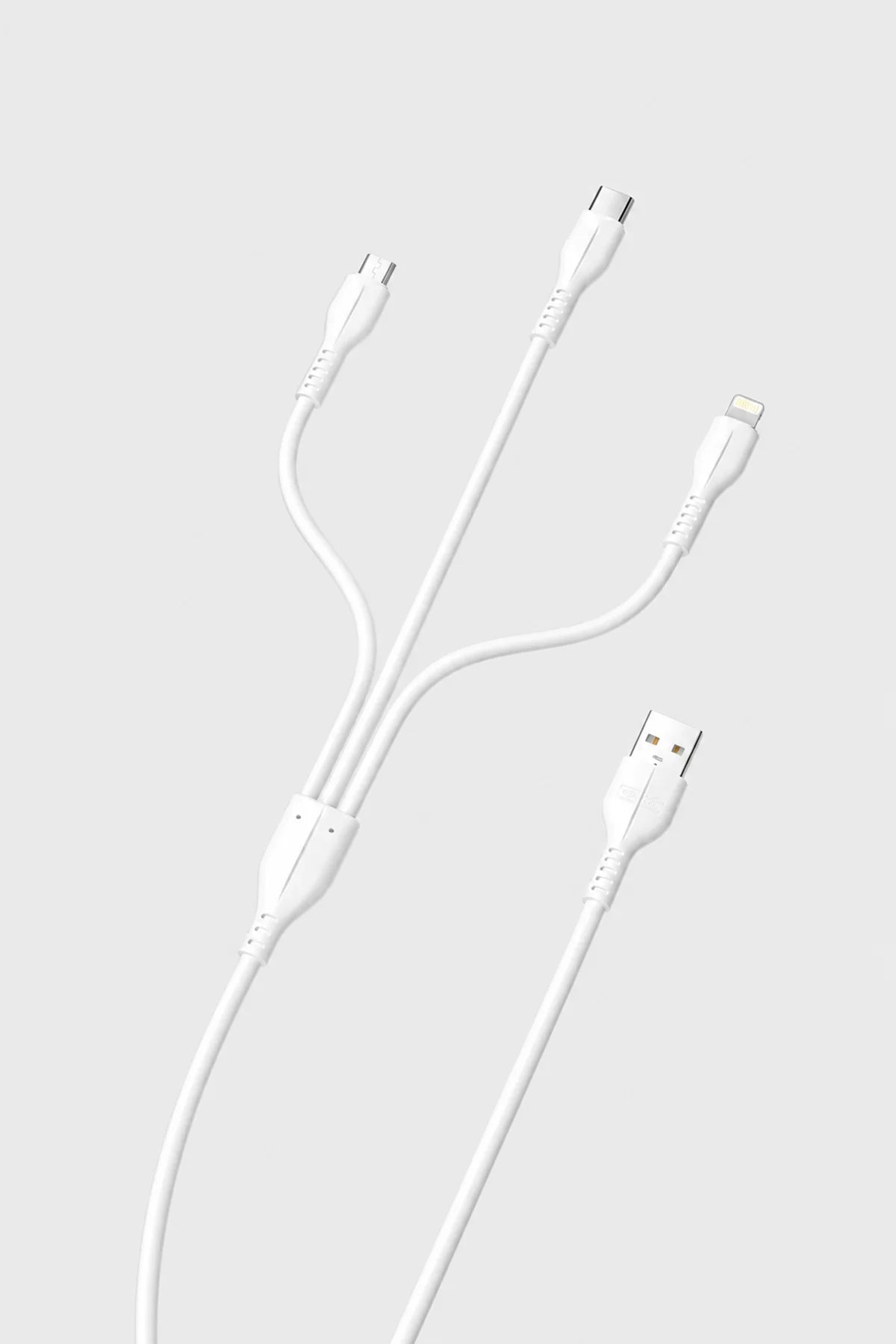 Ven-Dens DCD08 3'ü 1 Arada Hızlı Şarj ve Data Kablosu (Micro USB, Type-C, Lightning) - 1.2 Metre