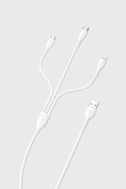 Ven-Dens DCD08 3'ü 1 Arada Hızlı Şarj ve Data Kablosu (Micro USB, Type-C, Lightning) - 1.2 Metre