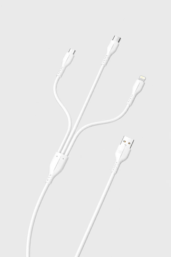 Ven-Dens DCD08 3'ü 1 Arada Hızlı Şarj ve Data Kablosu (Micro USB, Type-C, Lightning) - 1.2 Metre