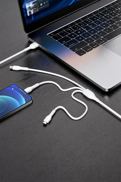 Ven-Dens DCD08 3'ü 1 Arada Hızlı Şarj ve Data Kablosu (Micro USB, Type-C, Lightning) - 1.2 Metre