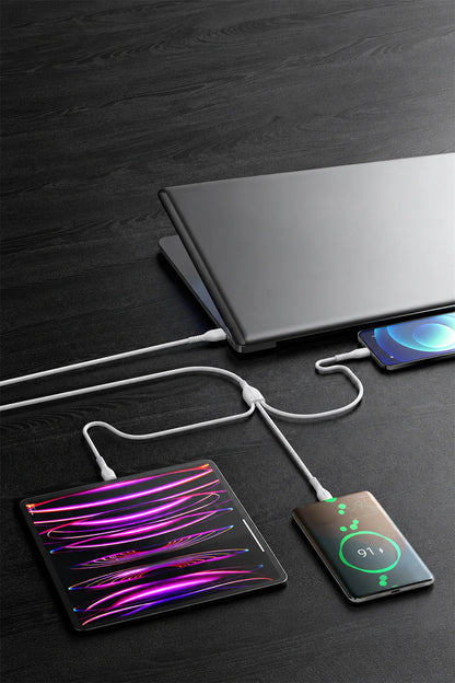 Ven-Dens DCD08 3'ü 1 Arada Hızlı Şarj ve Data Kablosu (Micro USB, Type-C, Lightning) - 1.2 Metre
