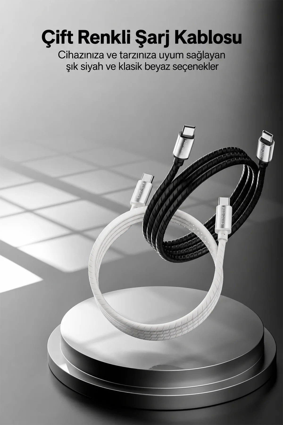 Ven-Dens VD-DCQ05 60W Type C to Type C Hızlı Şarj ve Data Kablosu - 1 Metre, Silikon