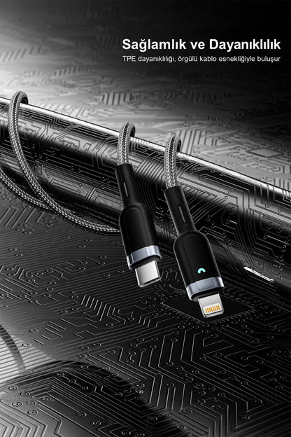 Ven-Dens VD-DCZ05 Type-C to Type-C 60W PD Hızlı Şarj ve Data Kablosu - 1 Metre Örgü