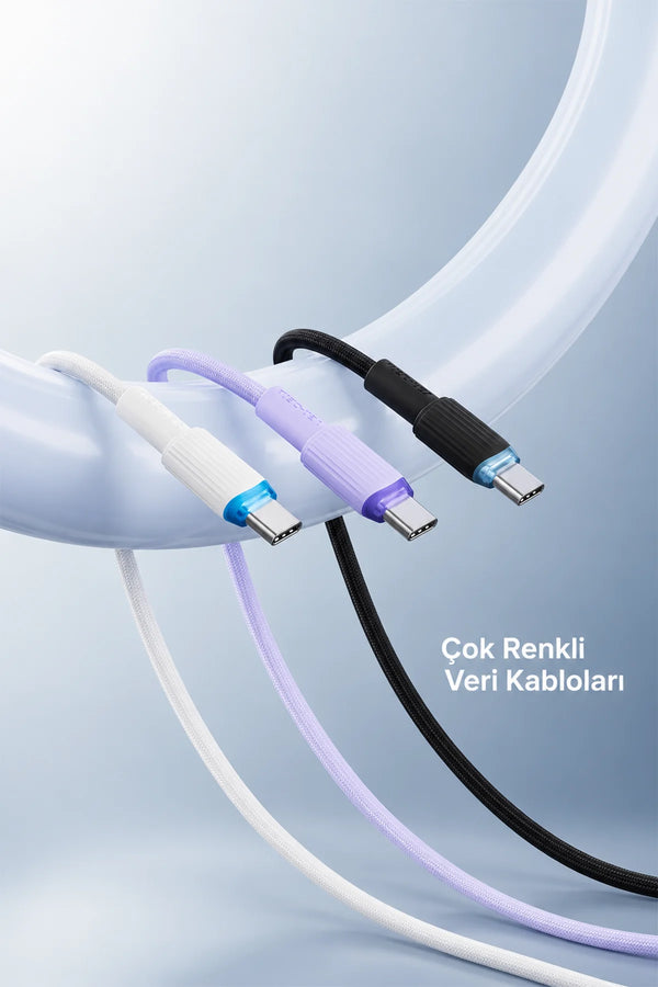 Vendens VD-DC09CC Type-C to Type-C 60W Hızlı Şarj ve Data Kablosu - 1 Metre TPE Örgülü