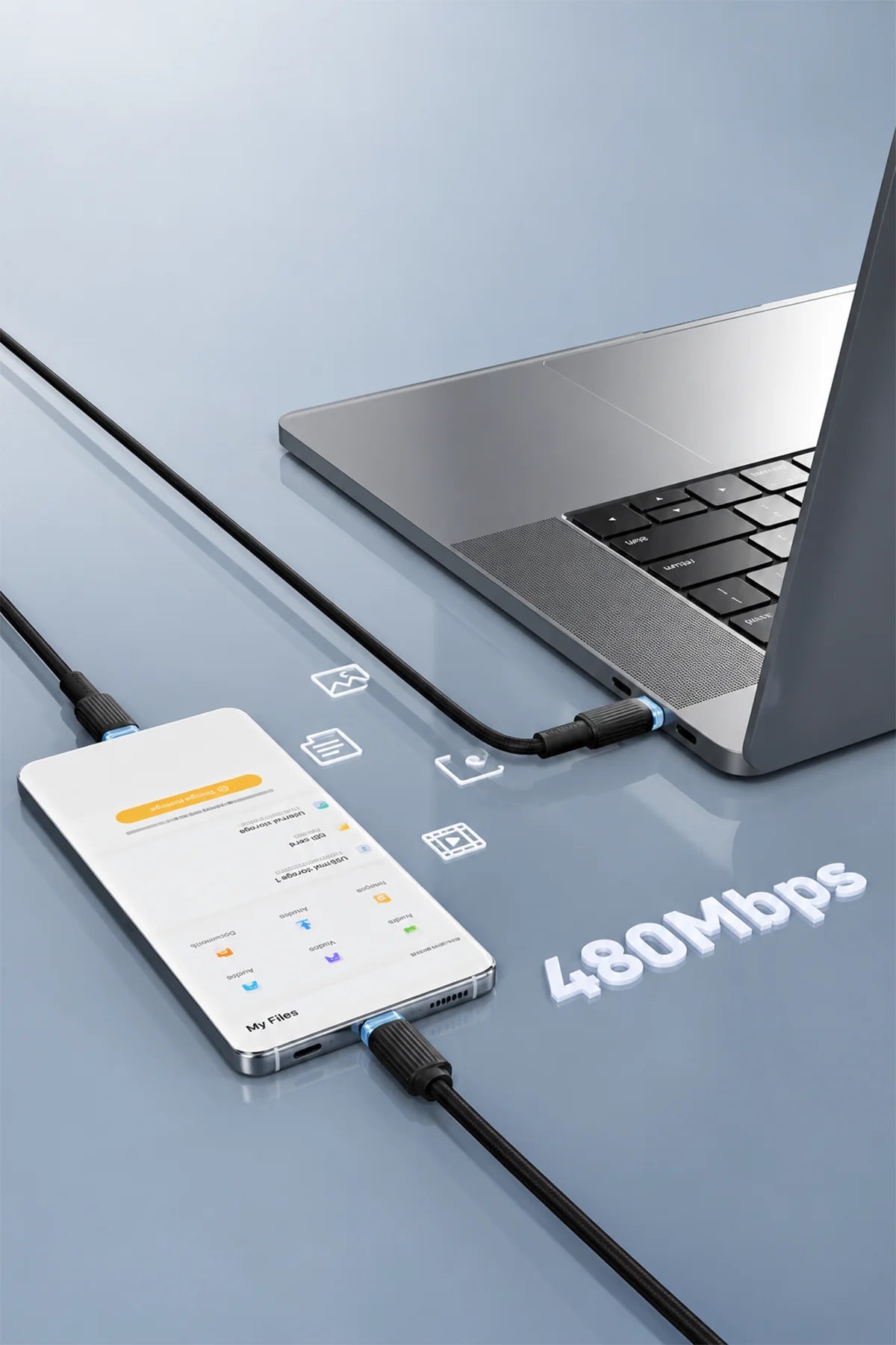 Vendens VD-DC09CC Type-C to Type-C 60W Hızlı Şarj ve Data Kablosu - 1 Metre TPE Örgülü