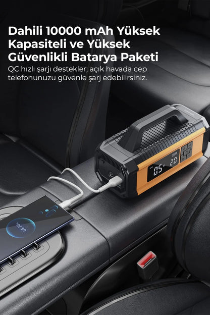 Vendens VD-CP010 Akü Takviye Cihazı 800A 150 PSI Hava Kompresörü 10000mAh Powerbank LED Fener