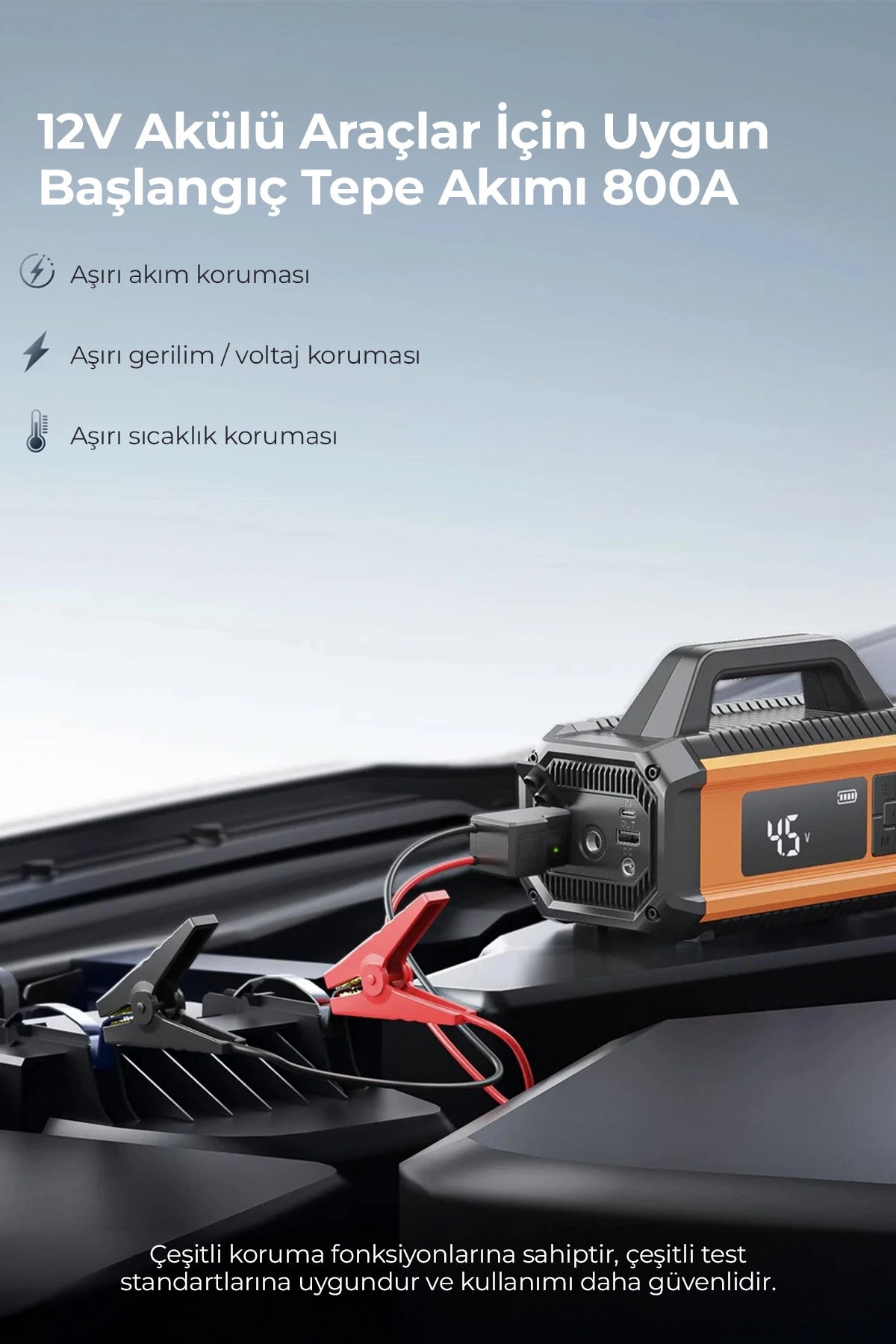 Vendens VD-CP010 Akü Takviye Cihazı 800A 150 PSI Hava Kompresörü 10000mAh Powerbank LED Fener