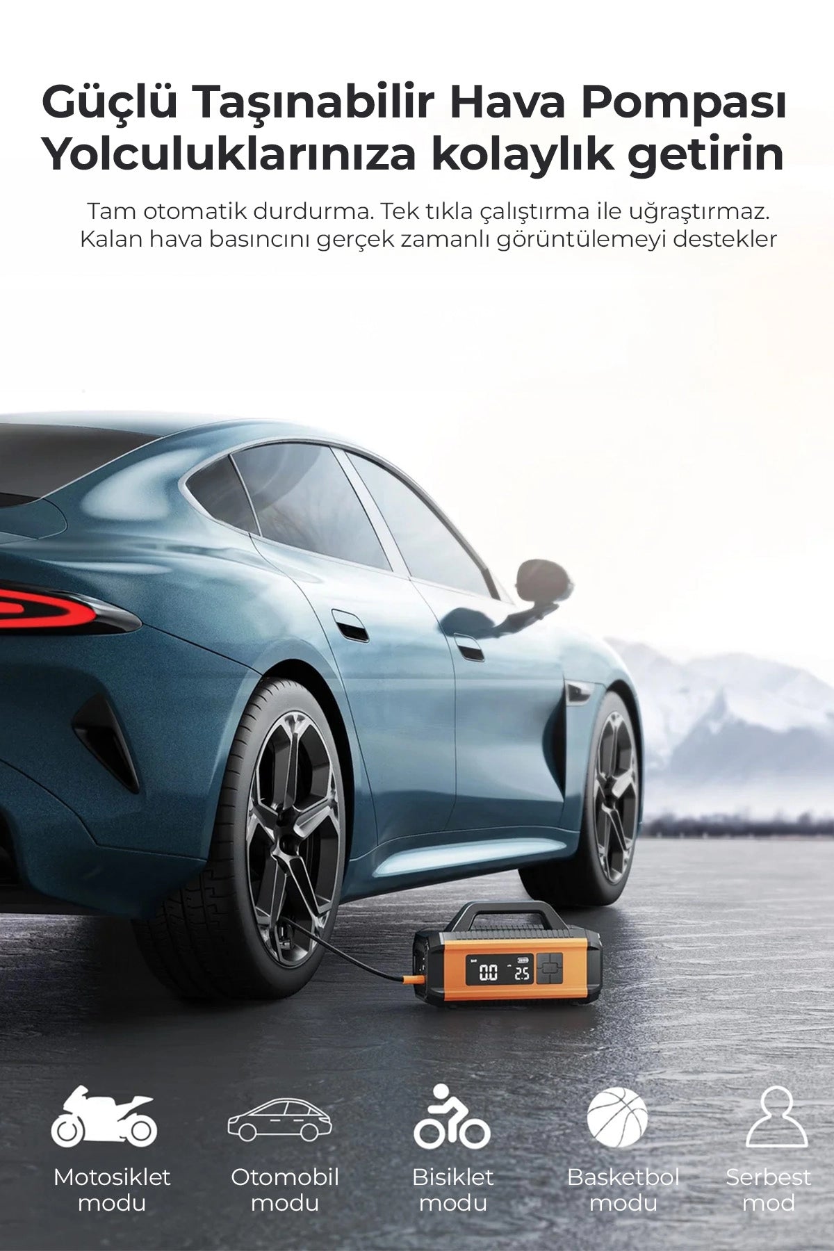 Vendens VD-CP010 Akü Takviye Cihazı 800A 150 PSI Hava Kompresörü 10000mAh Powerbank LED Fener