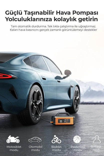 Vendens VD-CP010 Akü Takviye Cihazı 800A 150 PSI Hava Kompresörü 10000mAh Powerbank LED Fener