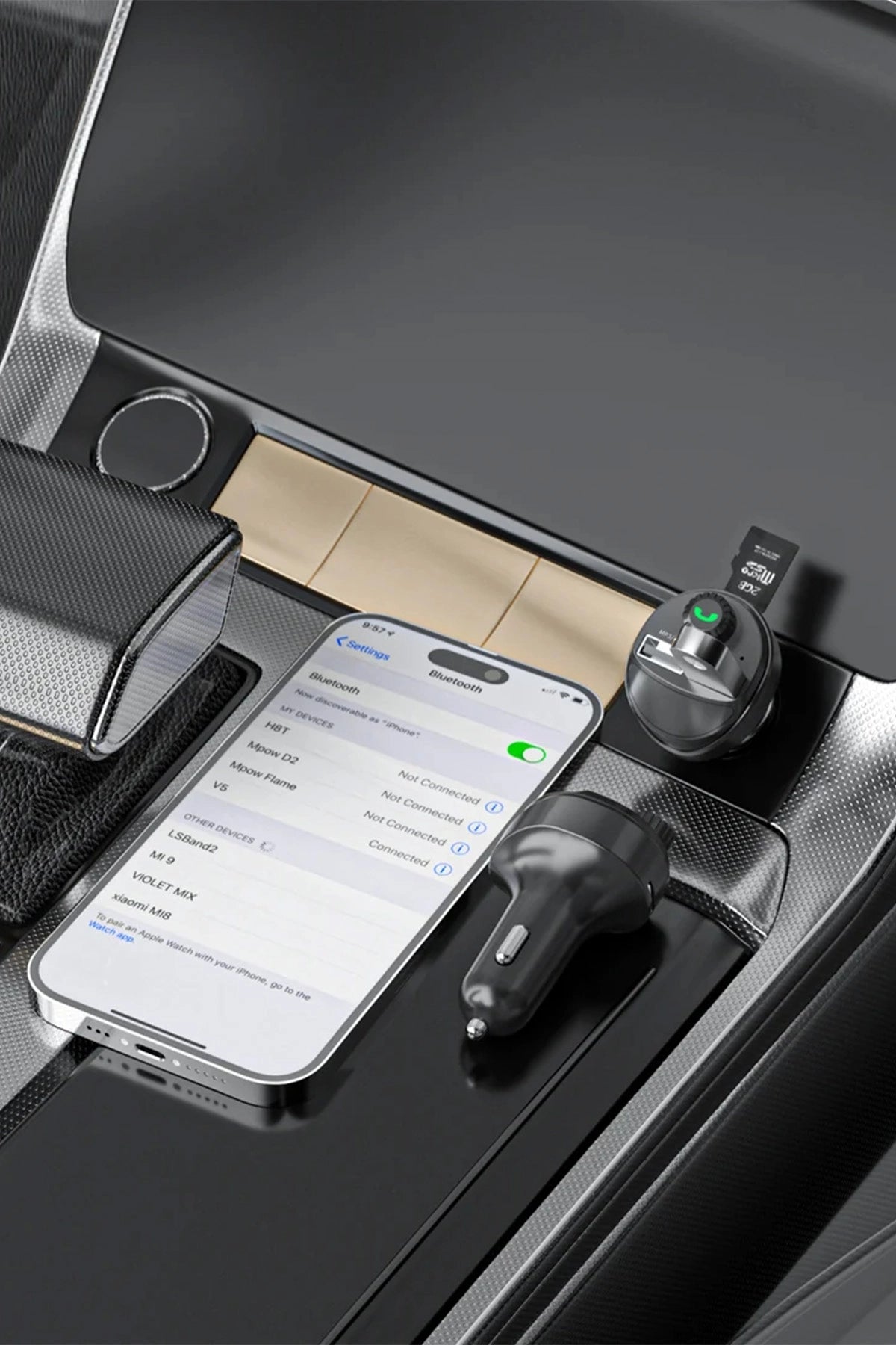 Vendens VD-FM004 Bluetooth 5.0 FM Transmitter Araç Şarj Cihazı Çift USB Hızlı Şarj TF Kart Siyah