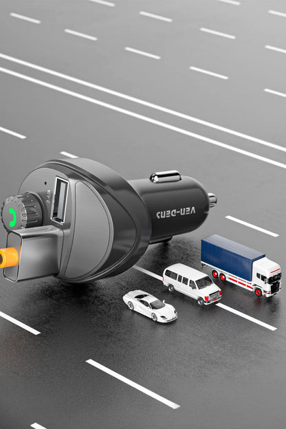 Vendens VD-FM004 Bluetooth 5.0 FM Transmitter Araç Şarj Cihazı Çift USB Hızlı Şarj TF Kart Siyah