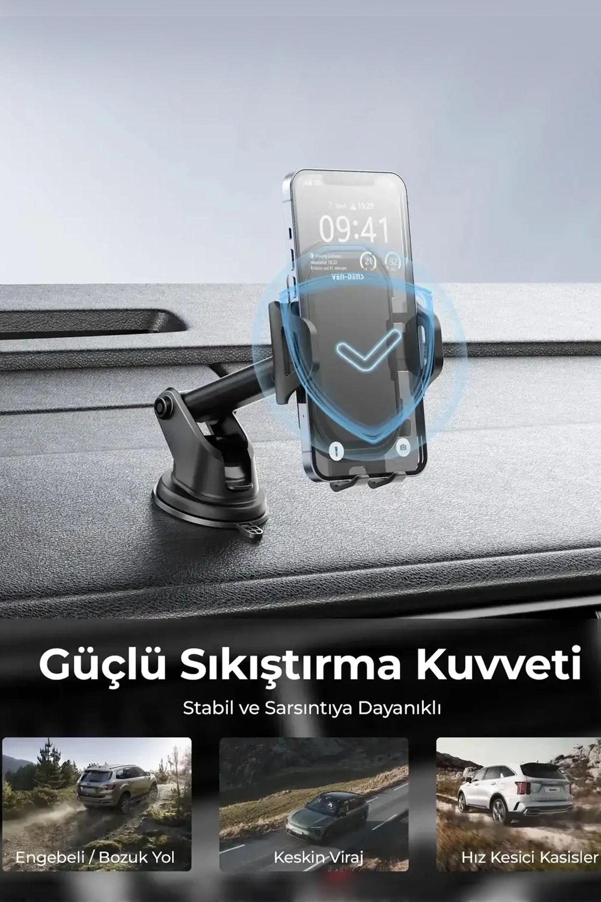 Vendens VD-HD009 Premium Araç İçi Telefon Tutucu Standı - Gösterge Paneli & Cam Montaj