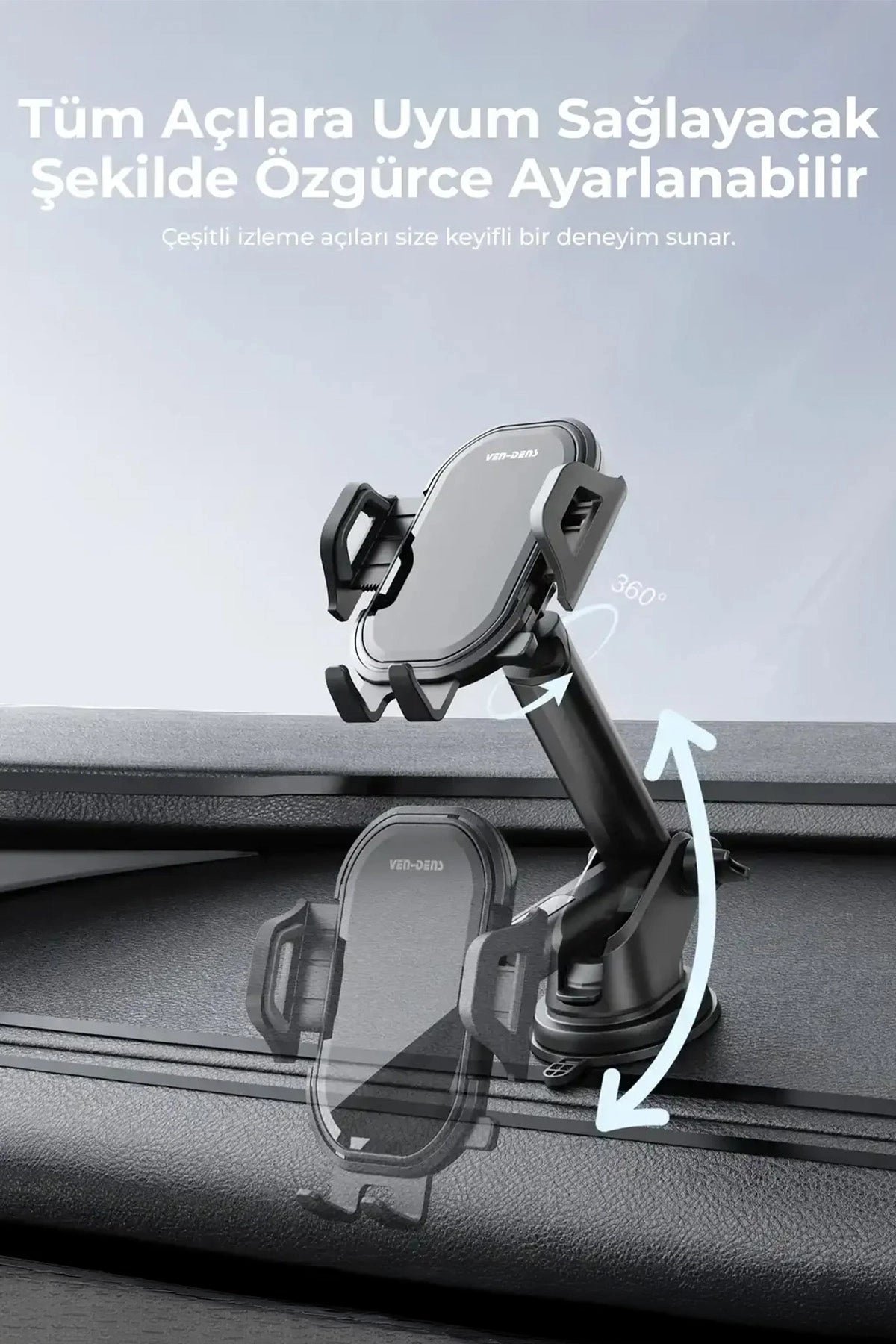 Vendens VD-HD009 Premium Araç İçi Telefon Tutucu Standı - Gösterge Paneli & Cam Montaj